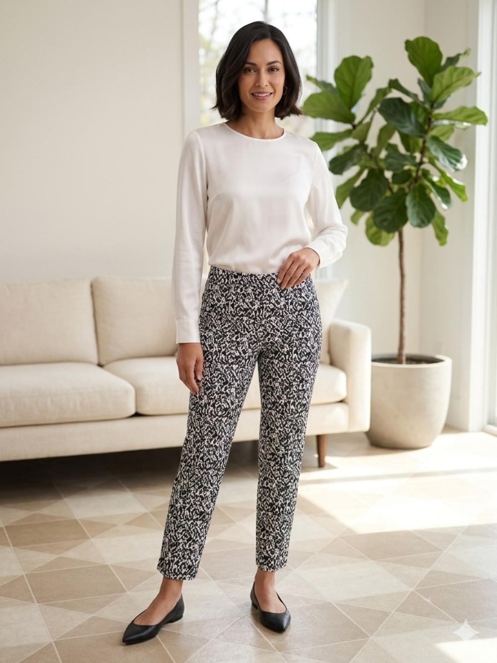 Philosophy Black & White Cropped Printed Ankle Pants Excellent Condition